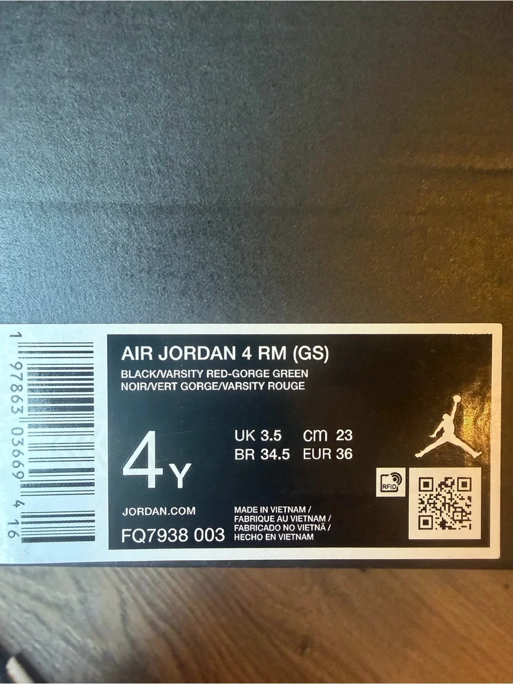 NWOT Kids Air Jordan 4 RM (size 4Y)